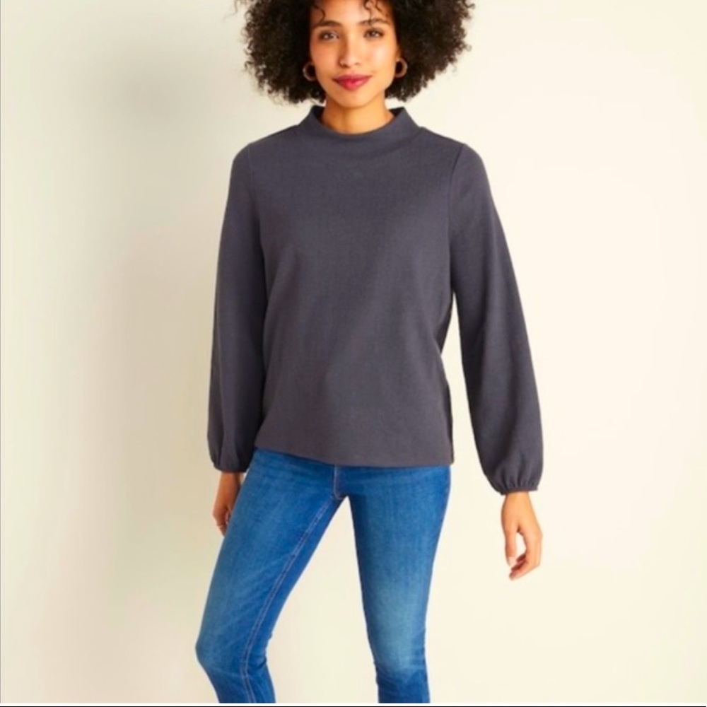 Mockneck Textured Blouse